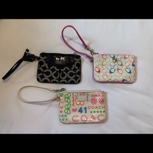Three Authentic Coach Wristlets